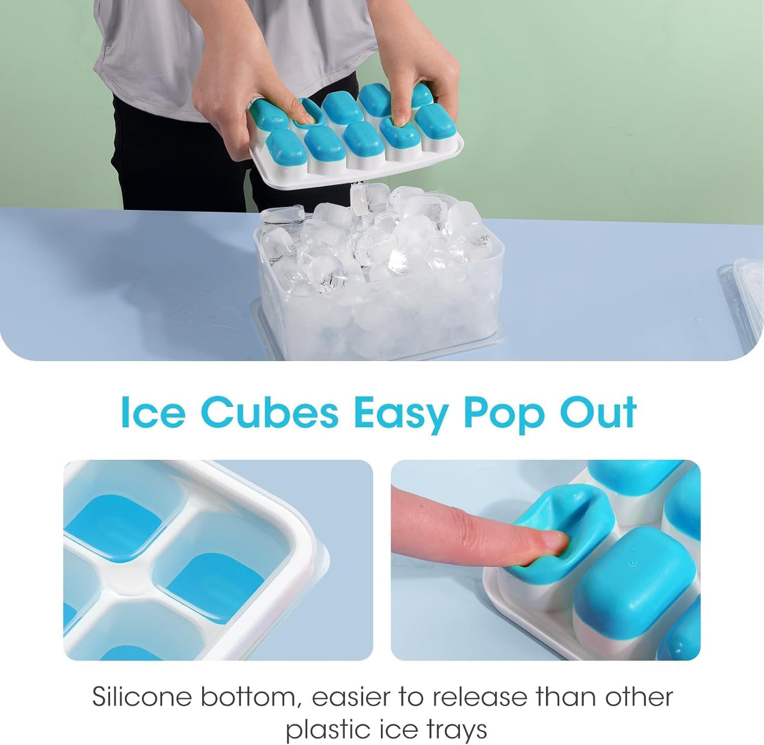 4 Pack Silicone Ice Cube Trays for Freezer