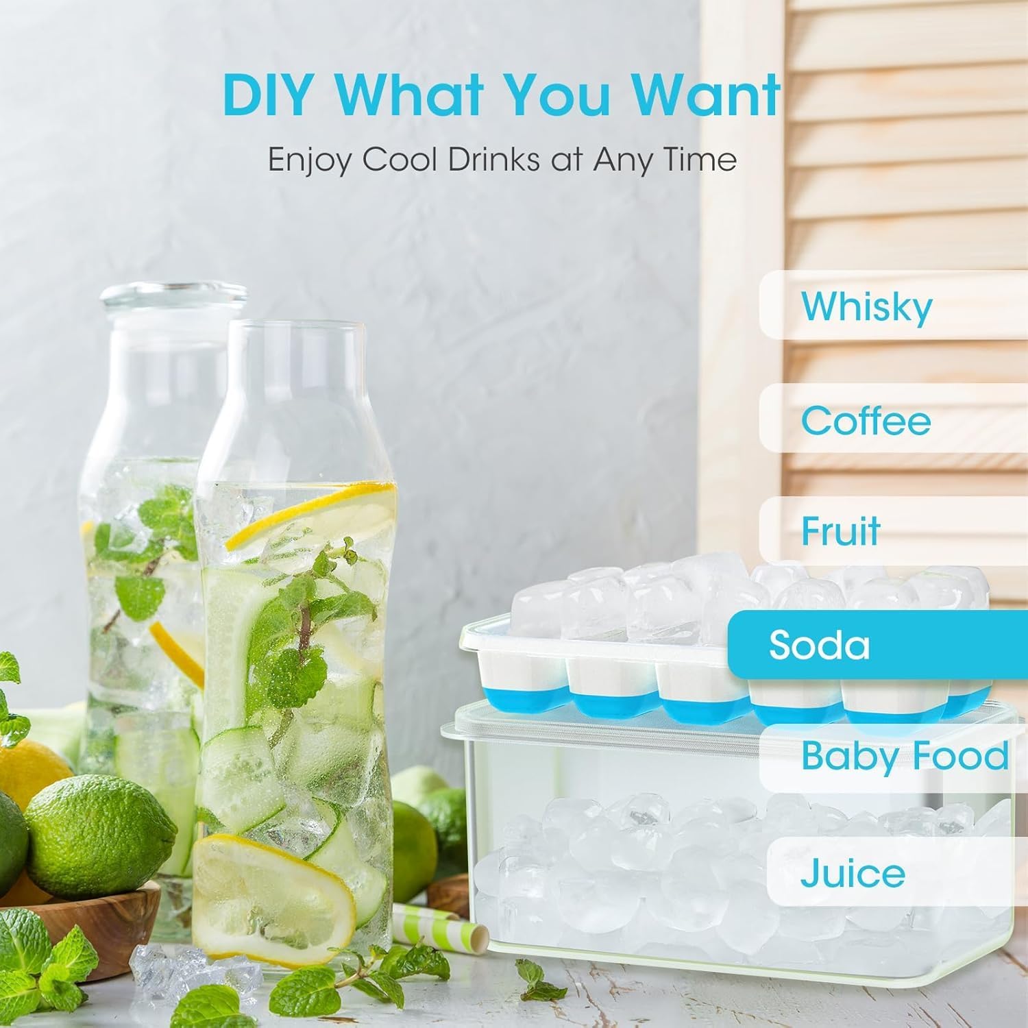 4 Pack Silicone Ice Cube Trays for Freezer