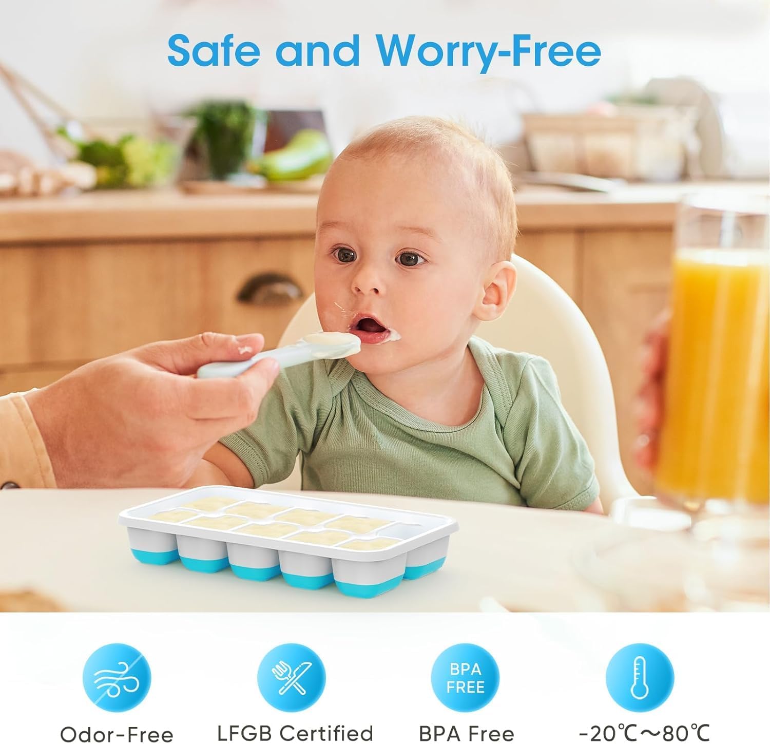 4 Pack Silicone Ice Cube Trays for Freezer