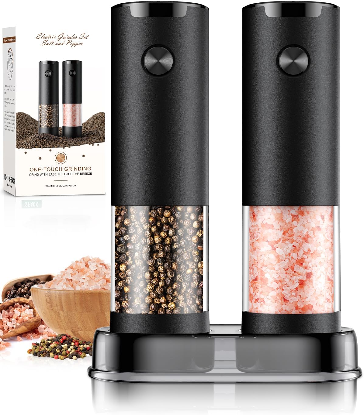 Electric Salt and Pepper Grinder Set Automatic Battery Pepper Mill