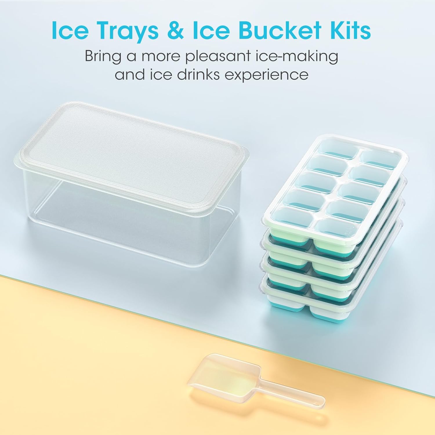 4 Pack Silicone Ice Cube Trays for Freezer