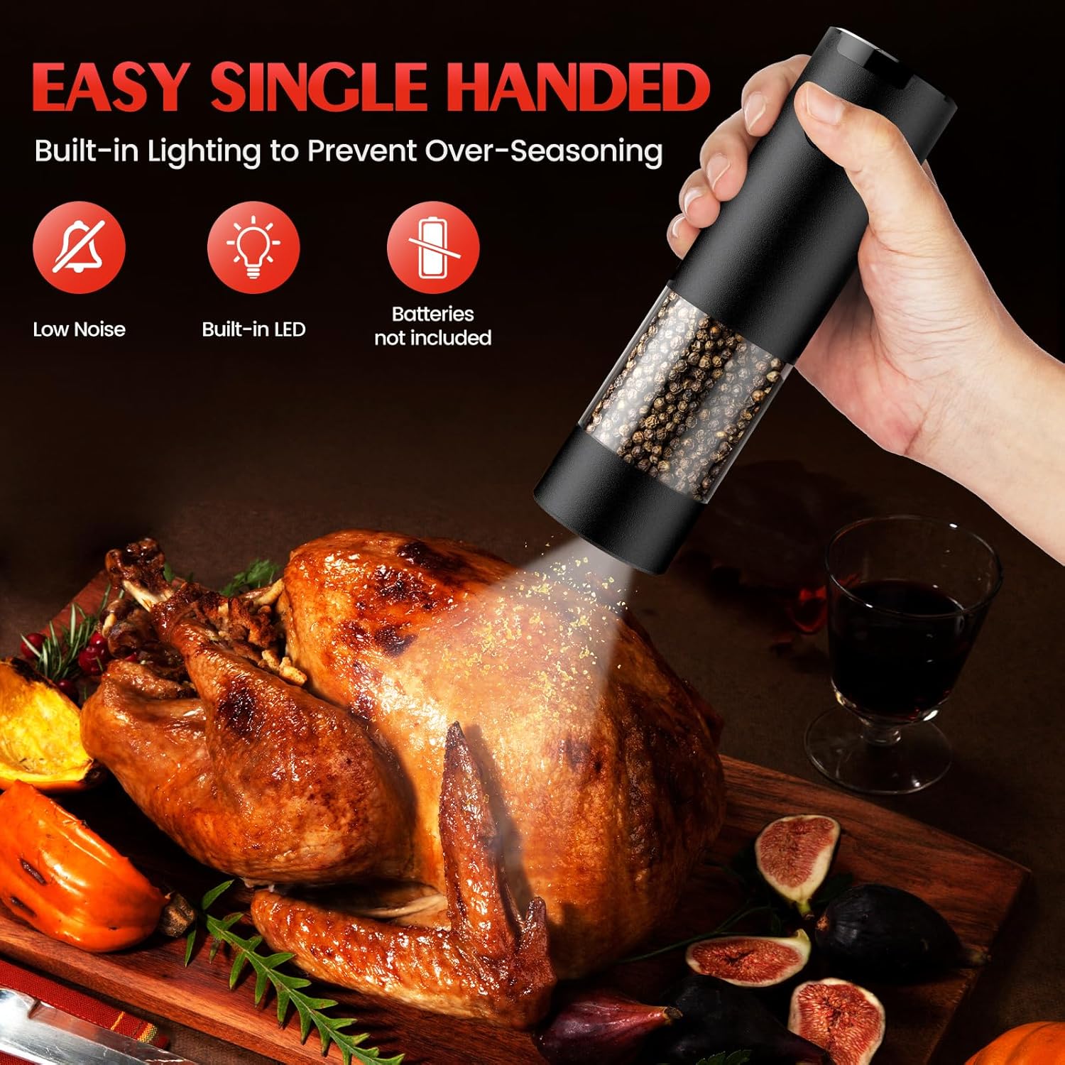 Electric Salt and Pepper Grinder Set Automatic Battery Pepper Mill