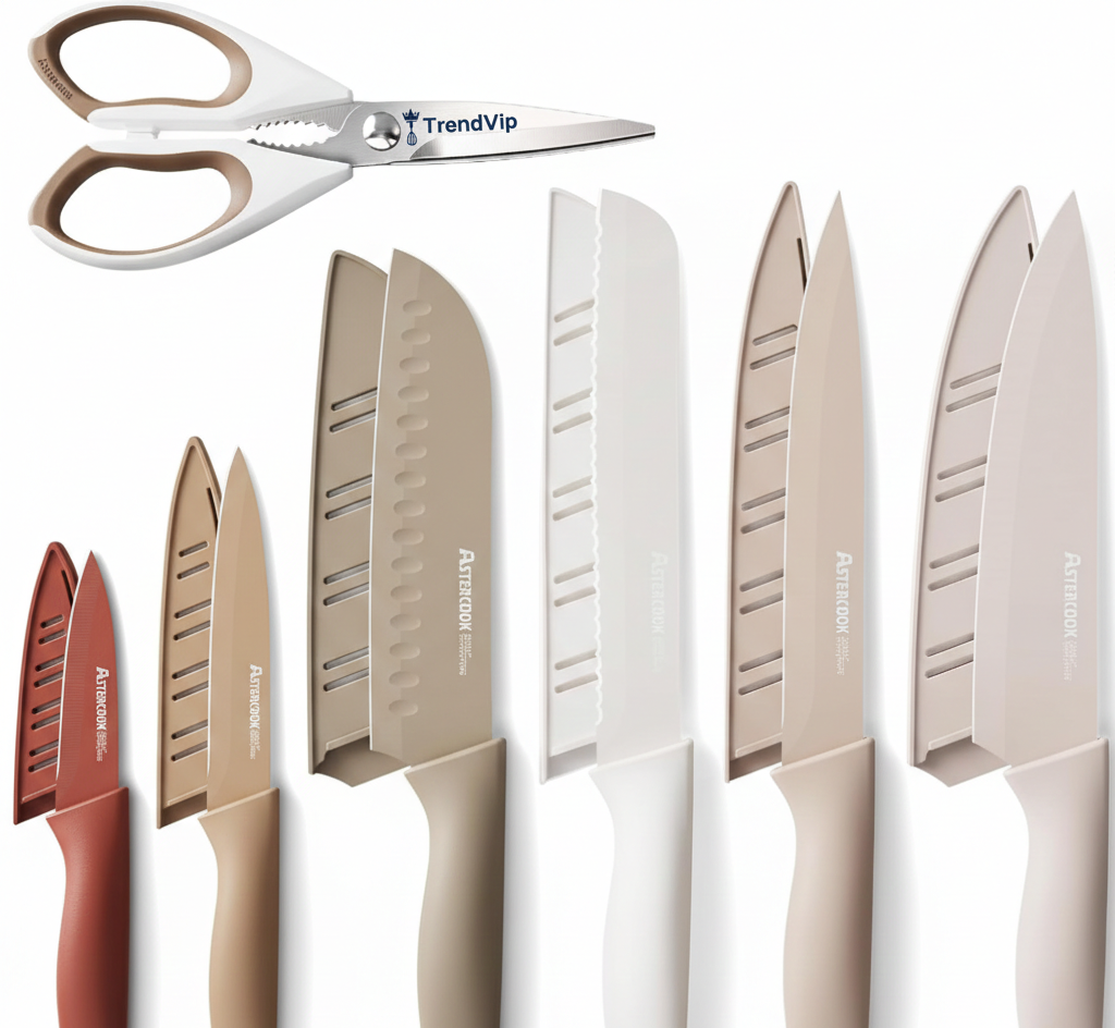 Trendvip Knife Set, 13 Pieces Kitchen Knives Set with Healthy Anti-Rust Coating